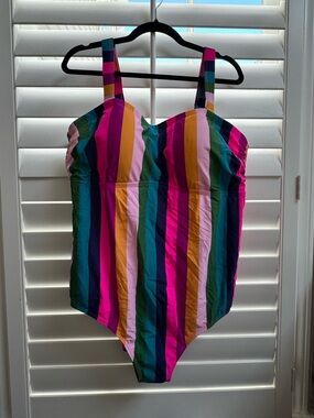 Torrid One-Piece Swimsuit Women's 3X Rainbow Rugby Stripe